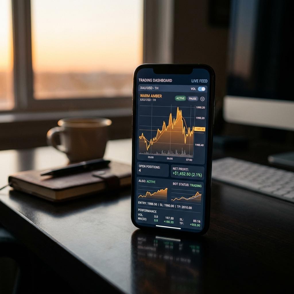 Eldravik Stormdal AI crypto trading platform instrumentpanel på mobil